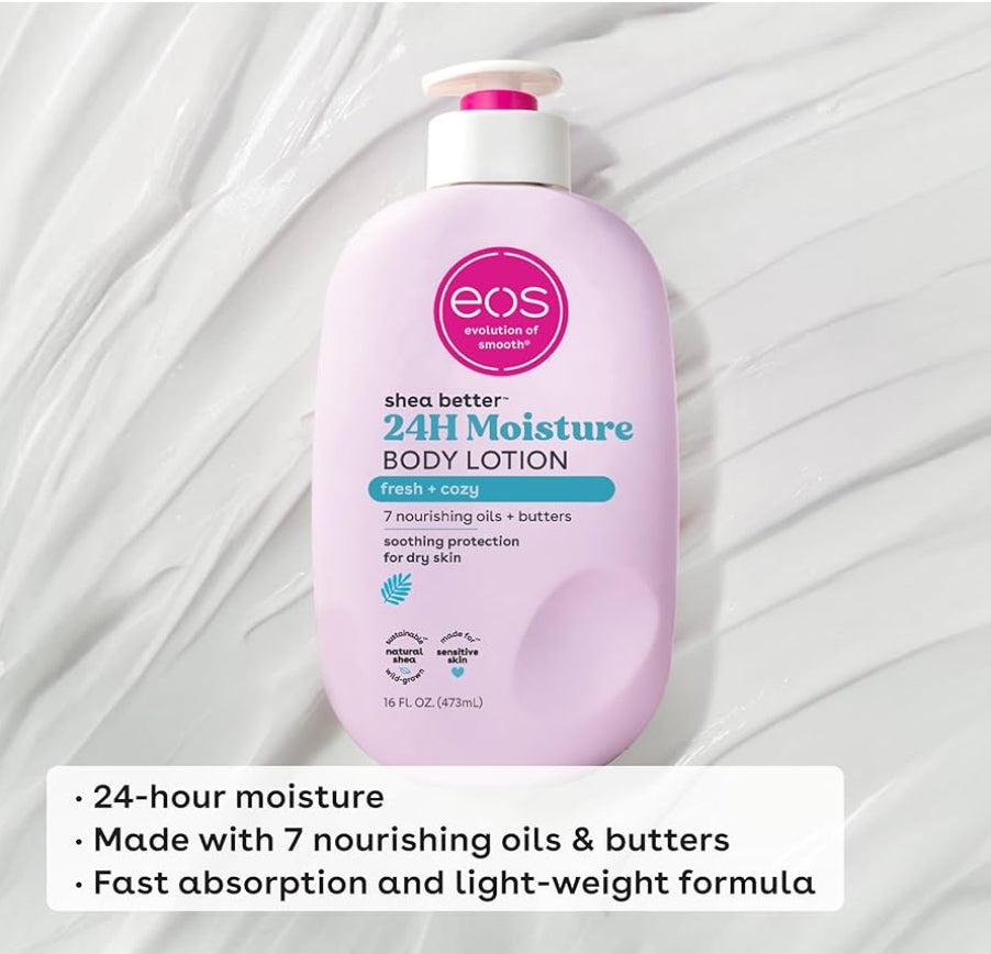 EOS Shea Better Body Lotion, Fresh & Cozy, 24-Hour Moisture Skin Care, Lightweight & Non-Greasy, Natural Shea, Vegan
#1 Best Seller